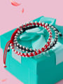 thumb Sterling Silver Bead woven Red thread bracelet 2