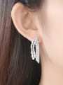 thumb Copper inlaid AAA cubic zirconia Exaggerated Geometric  Stud Earrings 1