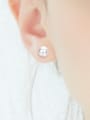 thumb Fashion Asymmetrical Little Dog Zirconias Artificial Pearl 925 Silver Stud Earrings 2