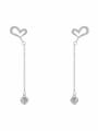 thumb Copper With Platinum Plated Simplistic Heart Threader Earrings 1