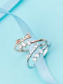 thumb Exquisite Monogrammed Shaped S925 Silver Rhinestone Ring 1