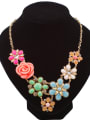 thumb Fashion Resin-covered Flowers Gold Plated Alloy Necklace 0