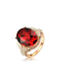thumb Fashion Red Oval Shaped Zircon Ring 0