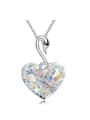 thumb Fashion Heart austrian Crystal Swan Pendant Copper Necklace 0