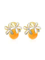 thumb Trendy Orange Stone Star Shaped Stud Earrings 0