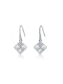 thumb Platinum Plated Square Shaped Austria Crystal Drop Earrings 0