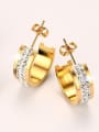 thumb Exquisite Gold Plated Geometric Shaped Rhinestone Clip Earrings 2