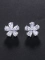 thumb Copper With Platinum Plated Simplistic Flower Stud Earrings 1