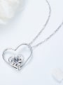 thumb Simple austrian Crystal Hollow Heart-shaped Pendant 925 Silver Necklace 2