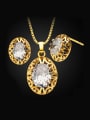 thumb Fashion Oval Hollow Zircon Two Pieces Jewelry Set 1