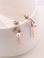 thumb Rose Gold Triangle Artificial Pearl Earrings 1