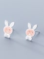 thumb 925 Sterling Silver With Platinum Plated Cute rabbit Stud Earrings 0
