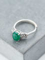 thumb Vintage Green Oval Shaped Stone S925 Silver Ring 0