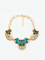 thumb Retro Atificial Gemstones Flower Alloy Necklace 1