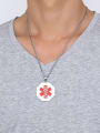 thumb Delicate Red Geometric Shaped Titanium Necklace 2