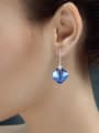 thumb All-match Blue Square Shaped Glass Stone Drop Earrings 1