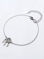 thumb Fashionable Adjustable Round Shaped S925 Silver Rhinestone Bracelet 0