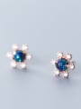 thumb 925 Sterling Silver With Cubic Zirconia Cute Flower Stud Earrings 2