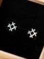 thumb S925 Silver Well Character Small Square Fashionable Stud cuff earring 2