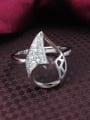 thumb All-match 18K Platinum Plated Leaf Shaped Zircon Ring 2