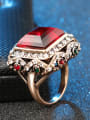 thumb Retro style Square Red Resin stone Crystals Alloy Ring 2