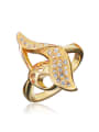 thumb Creative 18K Gold Plated Leaf Shaped Zircon Ring 0