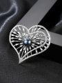 thumb Sterling Silver 8-8.5mm natural pearl shining zircon heart type Brooch 0