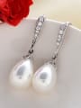 thumb Copper With Platinum Plated Fashion Water Drop  Pearl  Hook Earrings 3