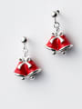 thumb 925 Sterling Silver With Christmas bell Cute red Drop Earrings 0