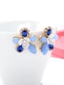 thumb Fashion Blue Crystal Flower Shaped Stud Earrings 1