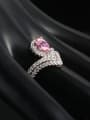 thumb V-shape Pink White Zircons Creative Ring 1