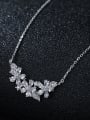 thumb 925 Sterling Silver With Platinum Plated Delicate Leaf Flower  Necklaces 1