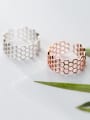 thumb 925 Sterling Silver With 14k Rose Gold Plated Fashion honeycomb Band Rings 0