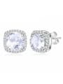 thumb Exquisite 925 Silver Square Shaped Zircon Stud Earrings 0