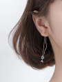 thumb 925 Sterling Silver With Platinum Plated Trendy  Fish Tail  Threader Earrings 1