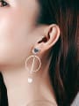 thumb Fashion Hollow Round Artificial Pearl Black Heart Drop Earrings 1