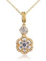 thumb Exquisite 18K Gold Plated Flower Shaped Zircon Necklace 0