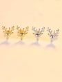 thumb 925 Sterling Silver With Gold Plated Simplistic Antlers Stud Earrings 2