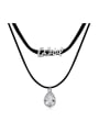 thumb Simple Double Black Rope Water Drop austrian Crystal Alloy Necklace 0