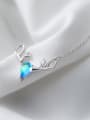 thumb Akk-match Blue Antler Shaped Crystal Silver Necklace 0