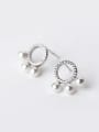 thumb Temperament Round Shaped Artificial Pearl Silver Stud Earrings 0