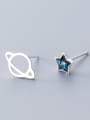 thumb 925 Sterling Silver WithCubic Zirconia Cute Planet Star Asymmetry Stud Earrings 1