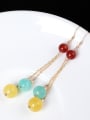 thumb Retro style Natural Stone Beads 925 Silver Earrings 1