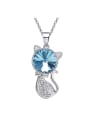 thumb Fashion Blue austrian Crystal Kitten Necklace 0