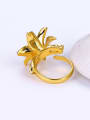 thumb Copper Alloy 24K Gold Plated Classical Flower Opening Statement Ring 2