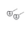 thumb 925 Sterling Silver With Platinum Plated Simplistic Round Beads Stud Earrings 0