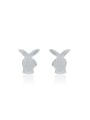 thumb Matt Rabbit Heart Silver Stud Earrings 0