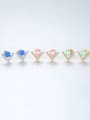 thumb 925 Sterling Silver With Opal  Cute Triangle Stud Earrings 2