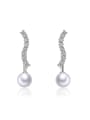 thumb Simple Imitation Pearl Cubic Zirconias Stud Earrings 0