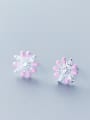 thumb 925 Sterling Silver With Silver Plated Cute Chrysanthemum Stud Earrings 1